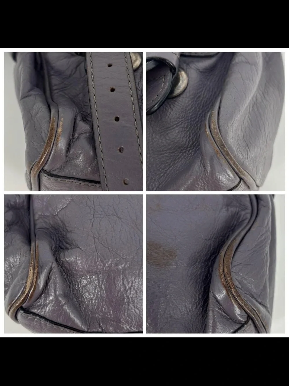 Mulberry Dark Gray Leather Shoulder Satchel